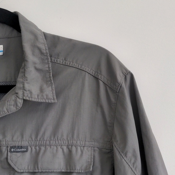 COLUMBIA | Omni-Shade Shirt Short Sleeves Pockets Mesh Back, Gray, Men's Size L - Picture 4 of 15